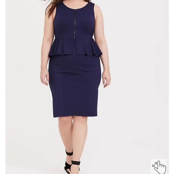 Torrid Navy Premium Ponte Peplum Dress, Sz. - Picture 4 of 12